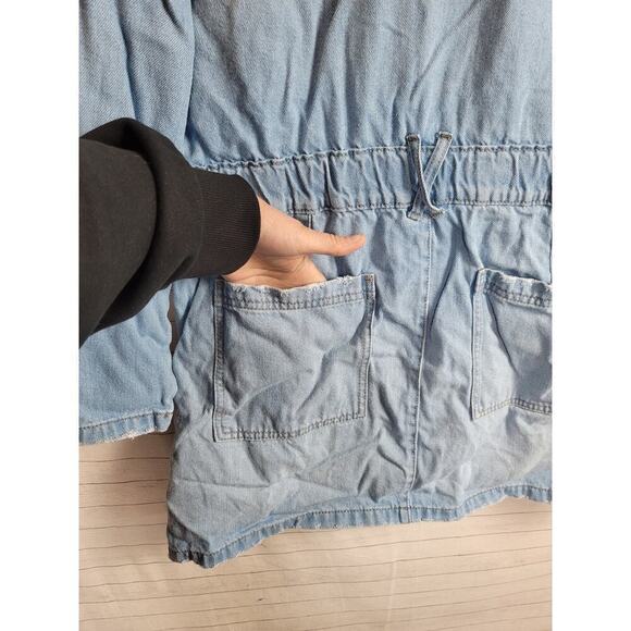 Universal Thread Long Sleeve Zip Up Light Wash Long Length Denim Jacket, sz 16 - Picture 9 of 13